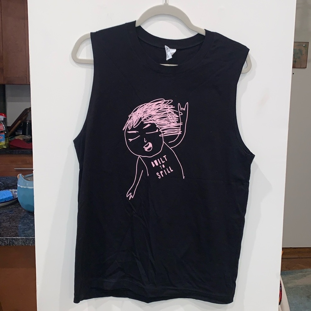 Built to Spill pink and black tour 2022 muscle tee tank rock girl drawing M